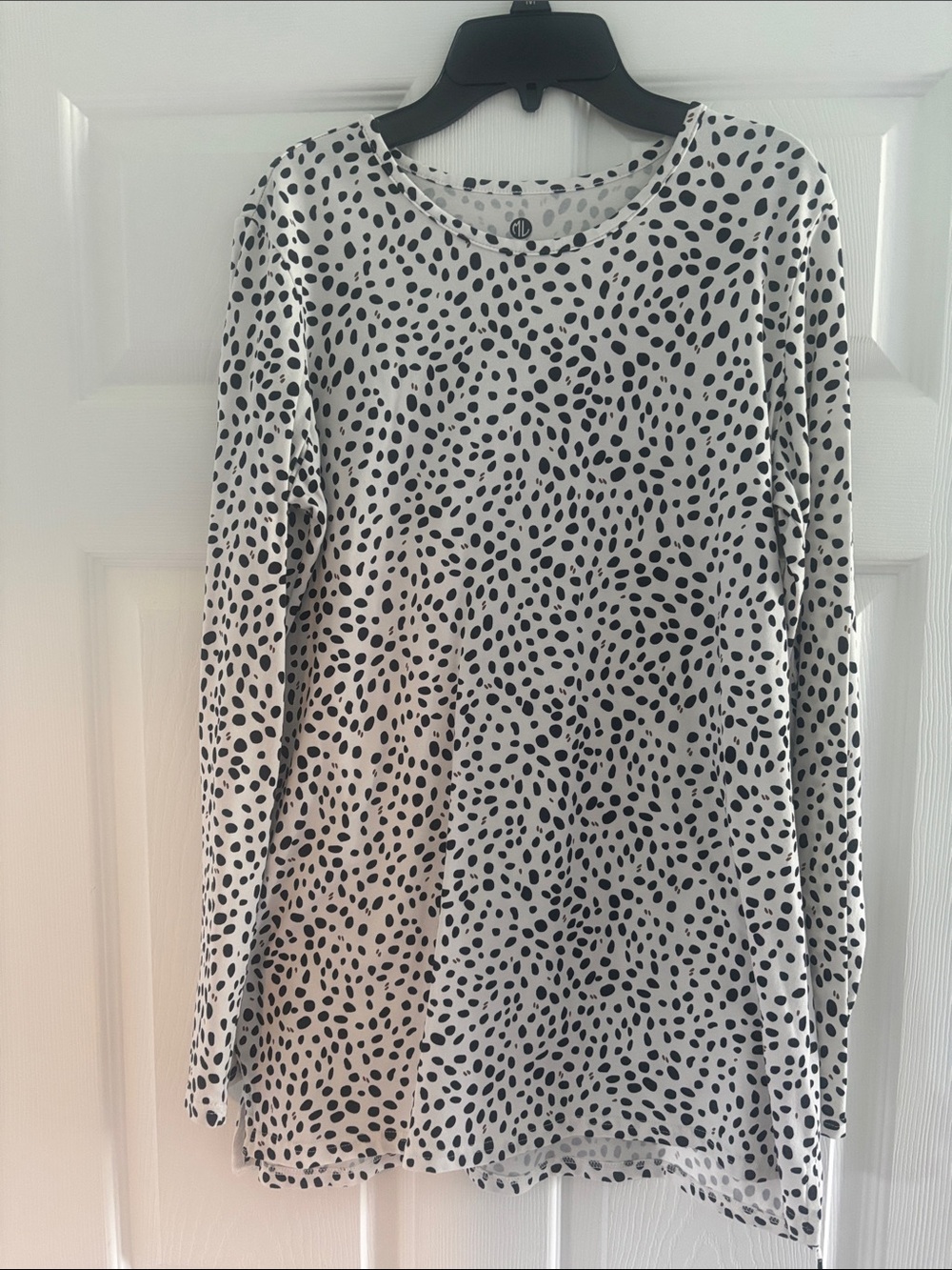 Long Sleeve Dalmatian Dot Top - Black on White